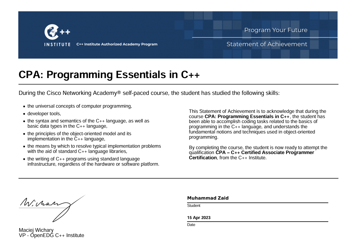 CPA: Programming Essentials in C++