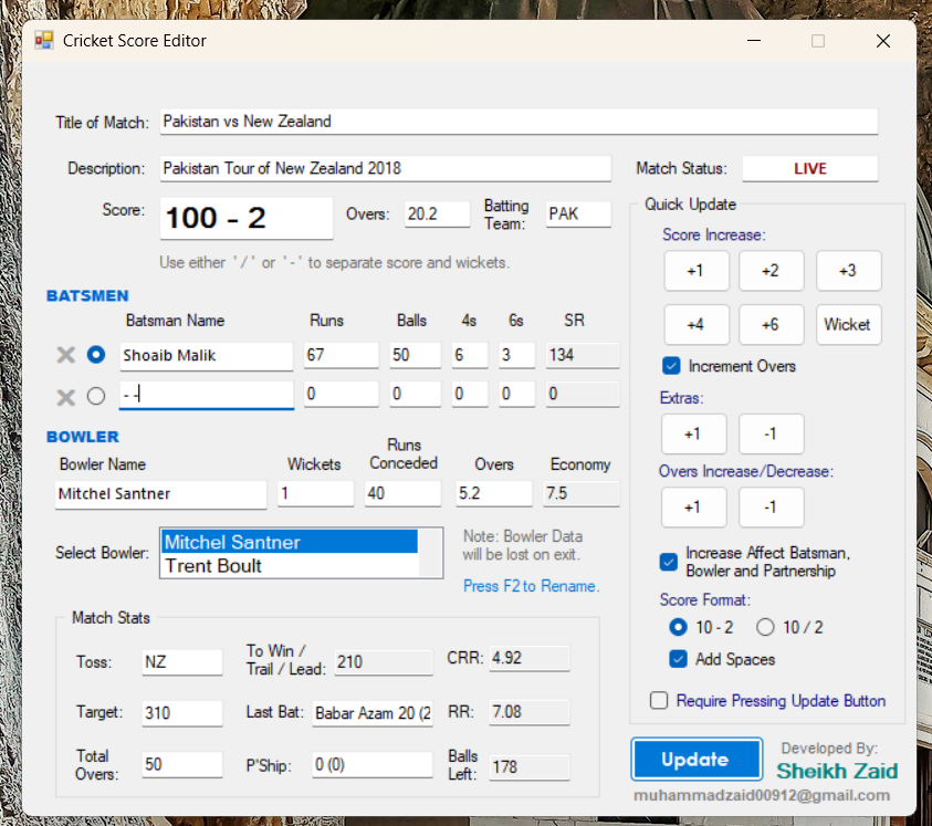 Cricket Scorecard Manager